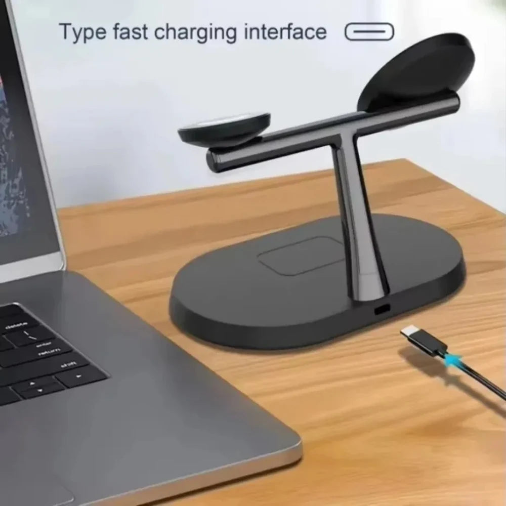 100W 3 in 1 Magnetic Wireless Charger Stand For Magsafe iPhone 16-12 Apple Watch 8 7 Airpods Pro Samsung Fast Charging Station