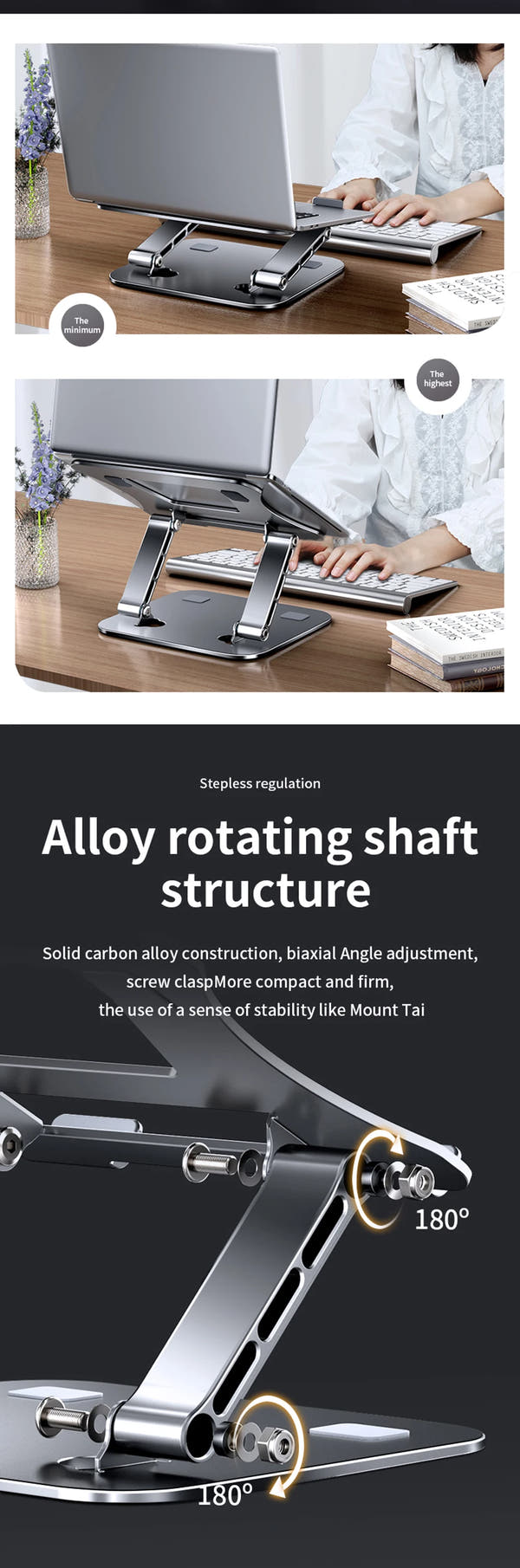 Phone Tablet Stand Adjustable Aluminum Alloy laptop Tablet up to 17 
